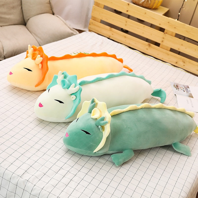 Riesiges Drachen-Kuscheltier – 70–150 Cm, Weiches Schlafkissen, Flauschig, In Grün, Pink Oder Blau – Geschenk Für
