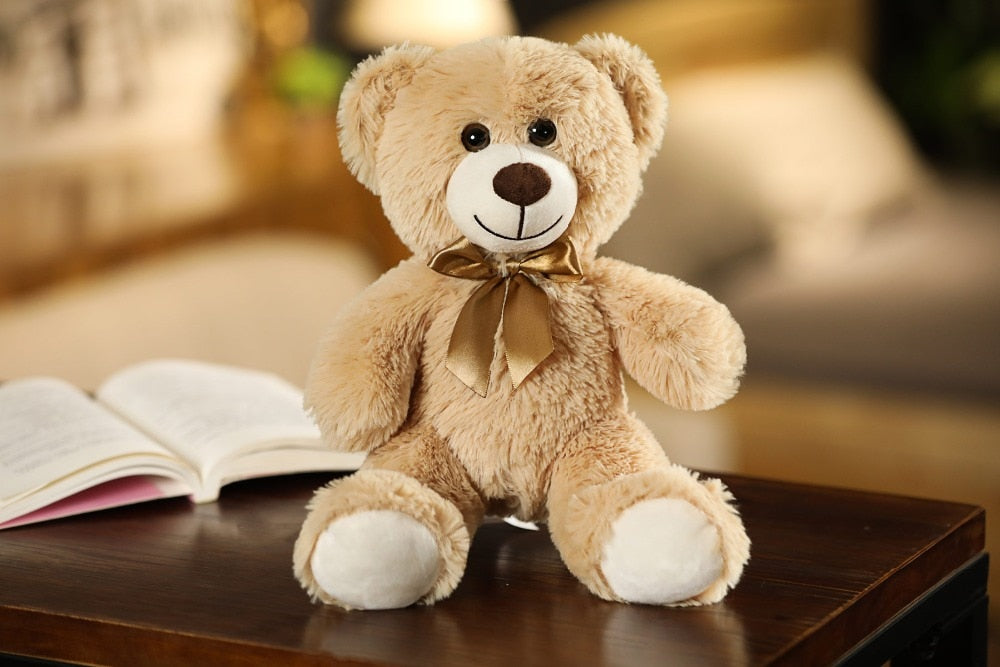 Idena 40255 - Kuschelteddy Aus Weichem Polyester, Ca. 38 Cm Groß, Beige Mit Goldener Schleife, Für Babys & Kinder