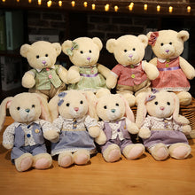 Lade das Bild in den Galerie-Viewer, Jetzt Süßes Teddybär oder Häschen Pärchen im 2er Kuschel Set (ca. 35cm) bei Kuscheltiere.store kaufen

