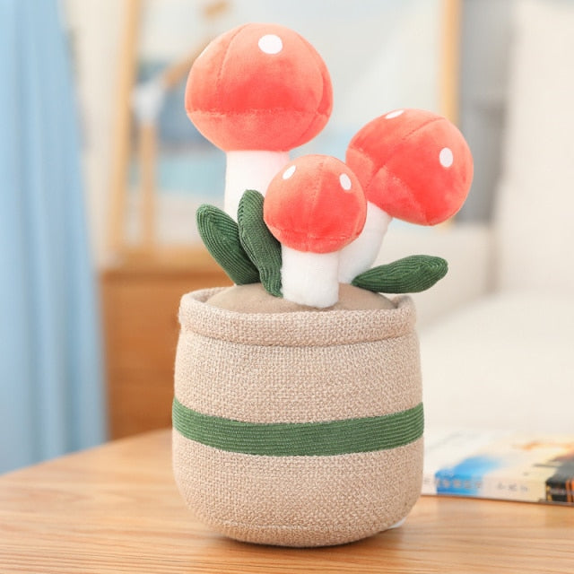Lustige Stoff Topfpflanzen mit Pilzen – Kuscheltiere.store