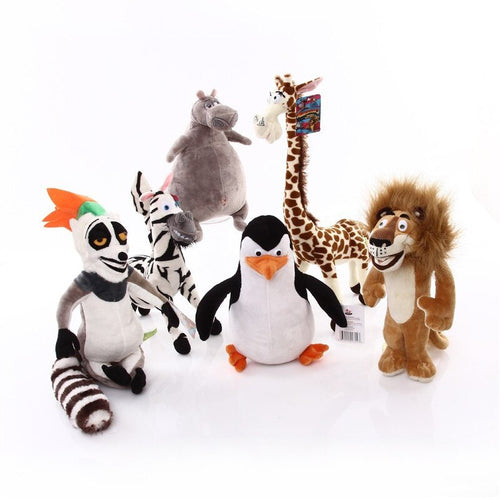 Jetzt Lustige Cartoon Comic Kuscheltiere - Hippo, Pinguin, Löwe, Lemur, Giraffe oder Zebra bei Kuscheltiere.store kaufen